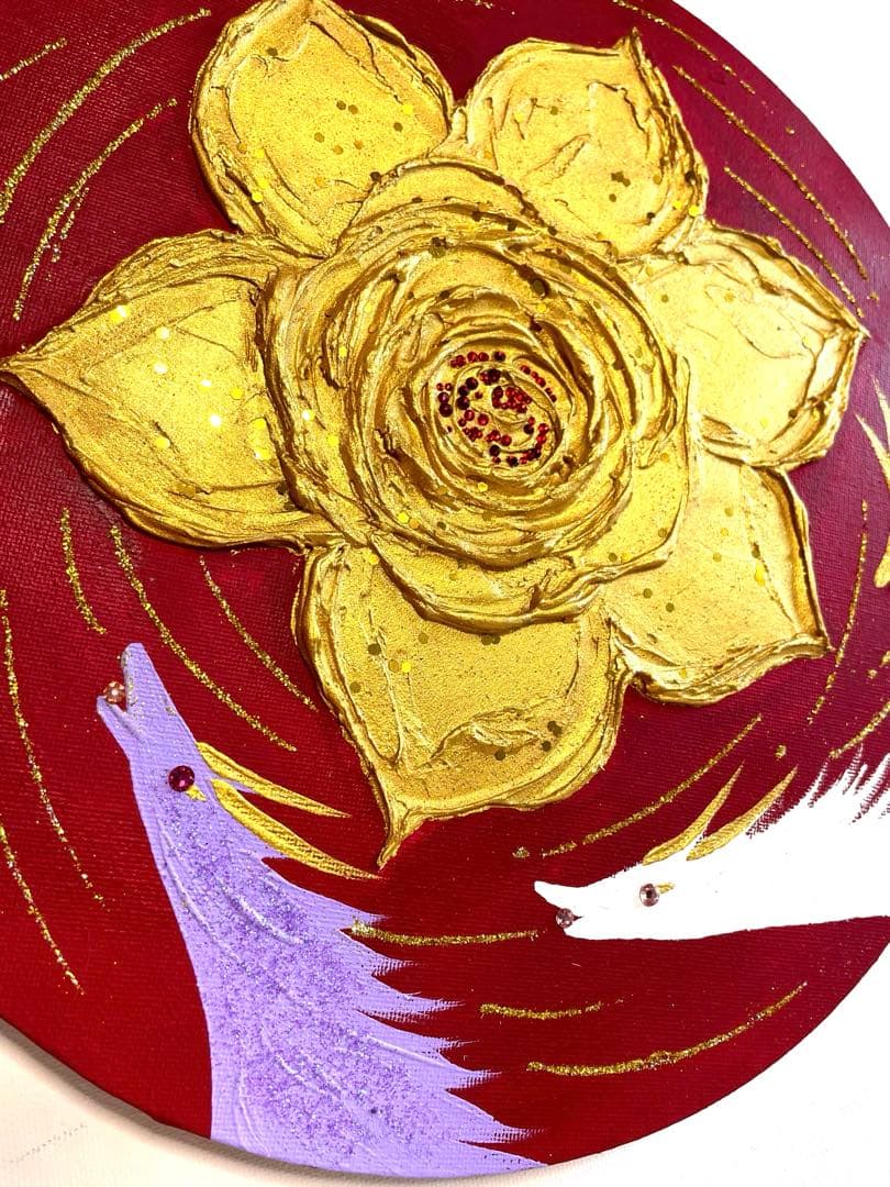 開運絵画 弁財天様 龍神様 金箔 白龍 金龍 紫龍 招福の花 24