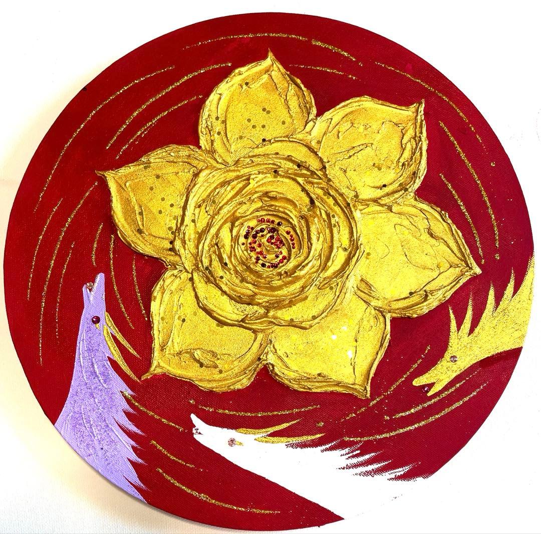 開運絵画 弁財天様 龍神様 金箔 白龍 金龍 紫龍 招福の花 24