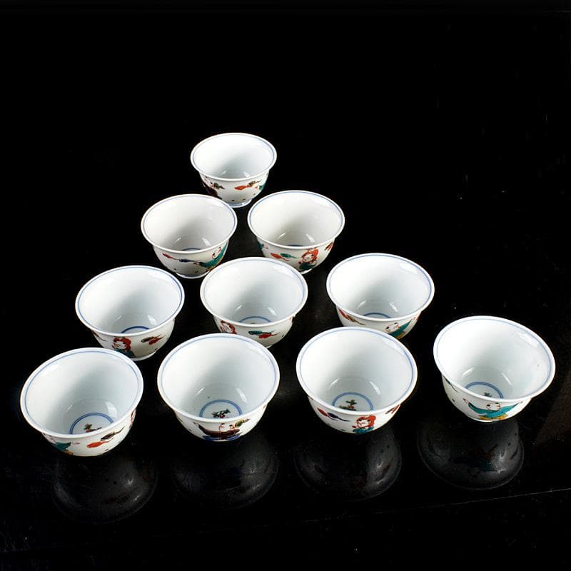 九谷焼 堀江青光作 色絵唐子文 波出茶碗 10客 共箱 V 6232C - メルカリ