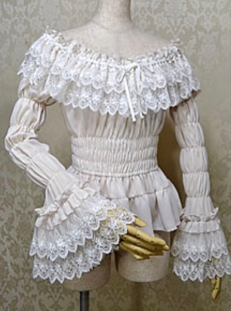 Millefleurs ジョーゼットとレースのブラウスアイボリー2014 Millefleurs ジョーゼットとレースのブラウスアイボリー2014