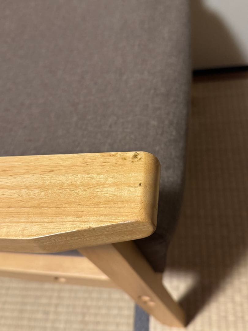 ファブリック 木肘ソファ 1P アームチェア ローソファー1人掛け