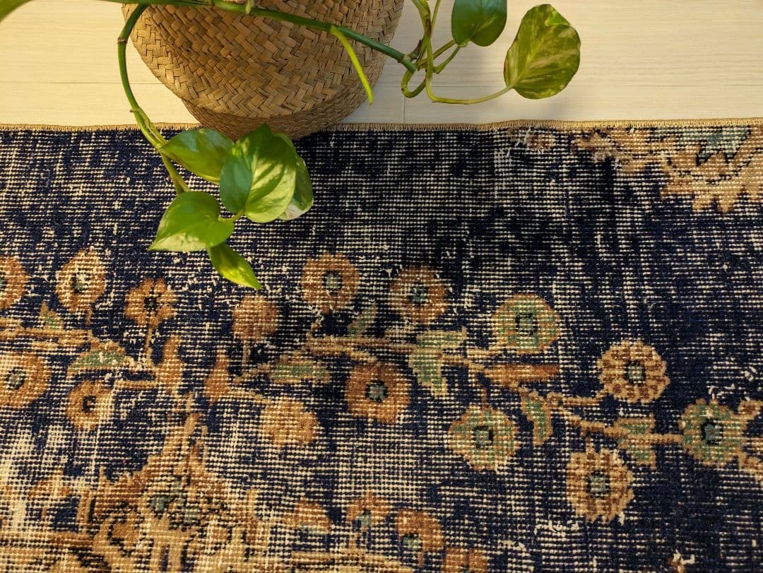 トルコヴィンテージラグ ミニサイズ 玄関マットサイズ 53×94 ネイビー