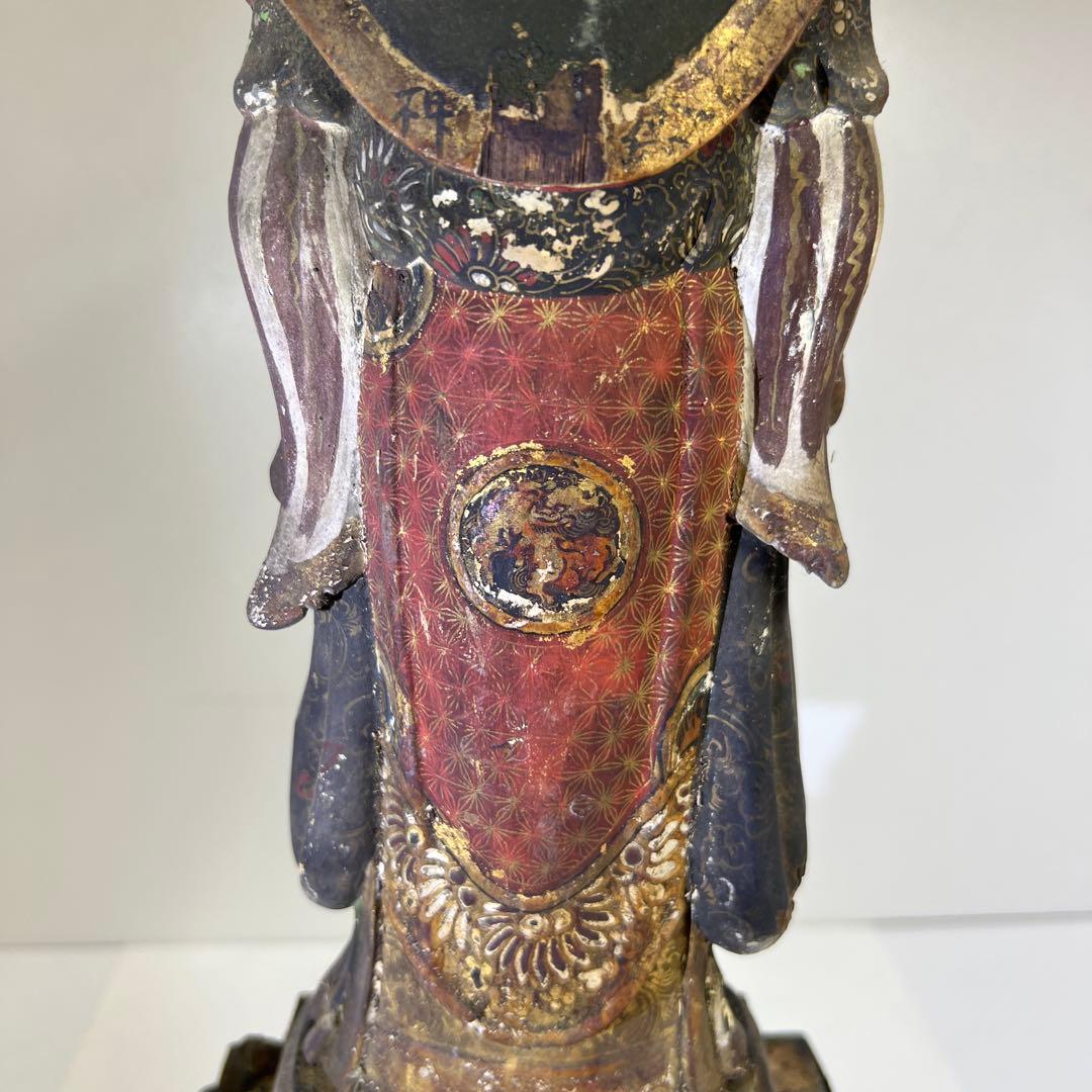 専用桃山~江戸初期木彫鬼子母神玉眼仏像高さ約49㎝ 東Y8-0203☆2F