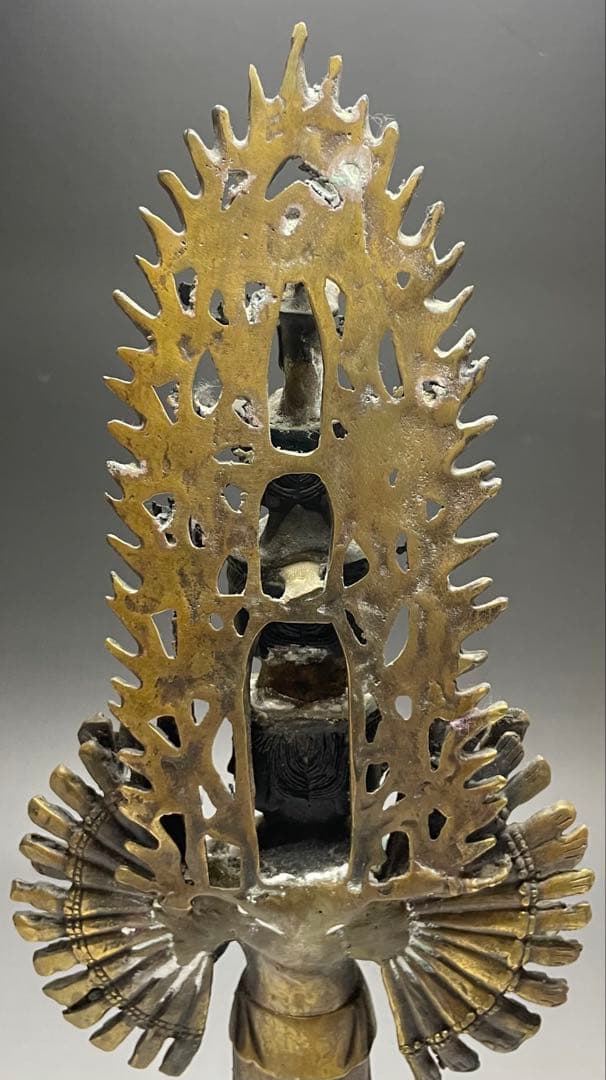 十一面千手千眼観世音菩薩 黄銅 病気平癒 延命長寿 開運 良縁 C2994