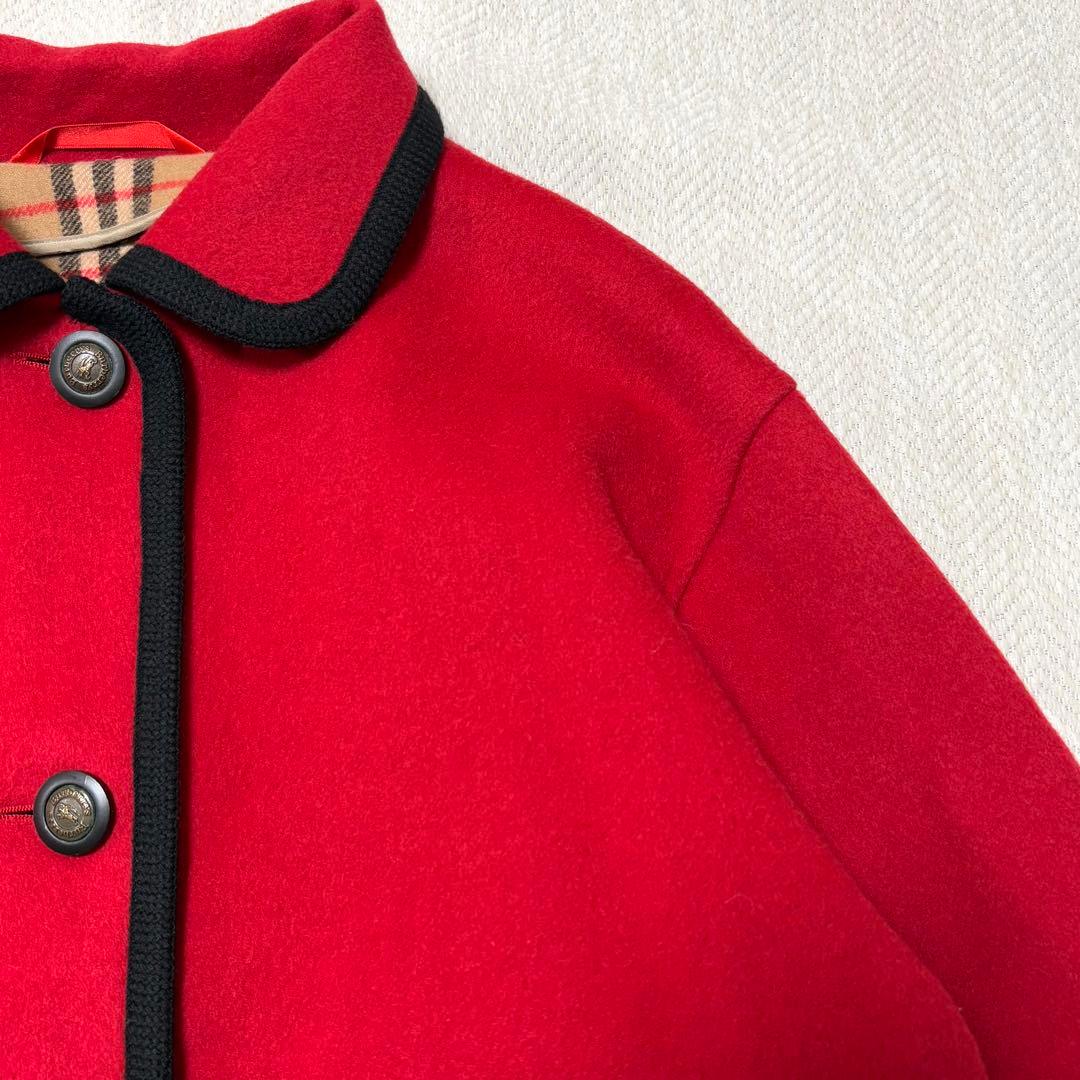 専用 BURBERRY バーバリー カシミヤ ウール ノバチェック コート 赤