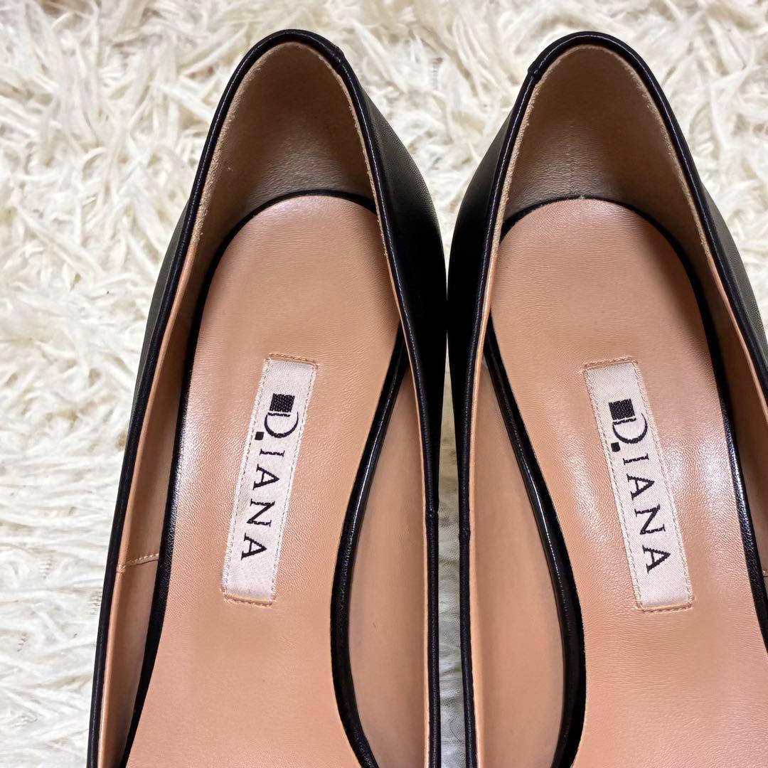 美品】✨ DIANA ダイアナ レザー 黒 スクエアトゥ 上品ヒール 22cm