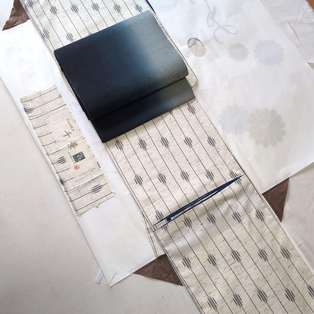 新品 未使用 正絹袷 本場 米沢紬 原始絹織布 千景 科布 白系 - メルカリ