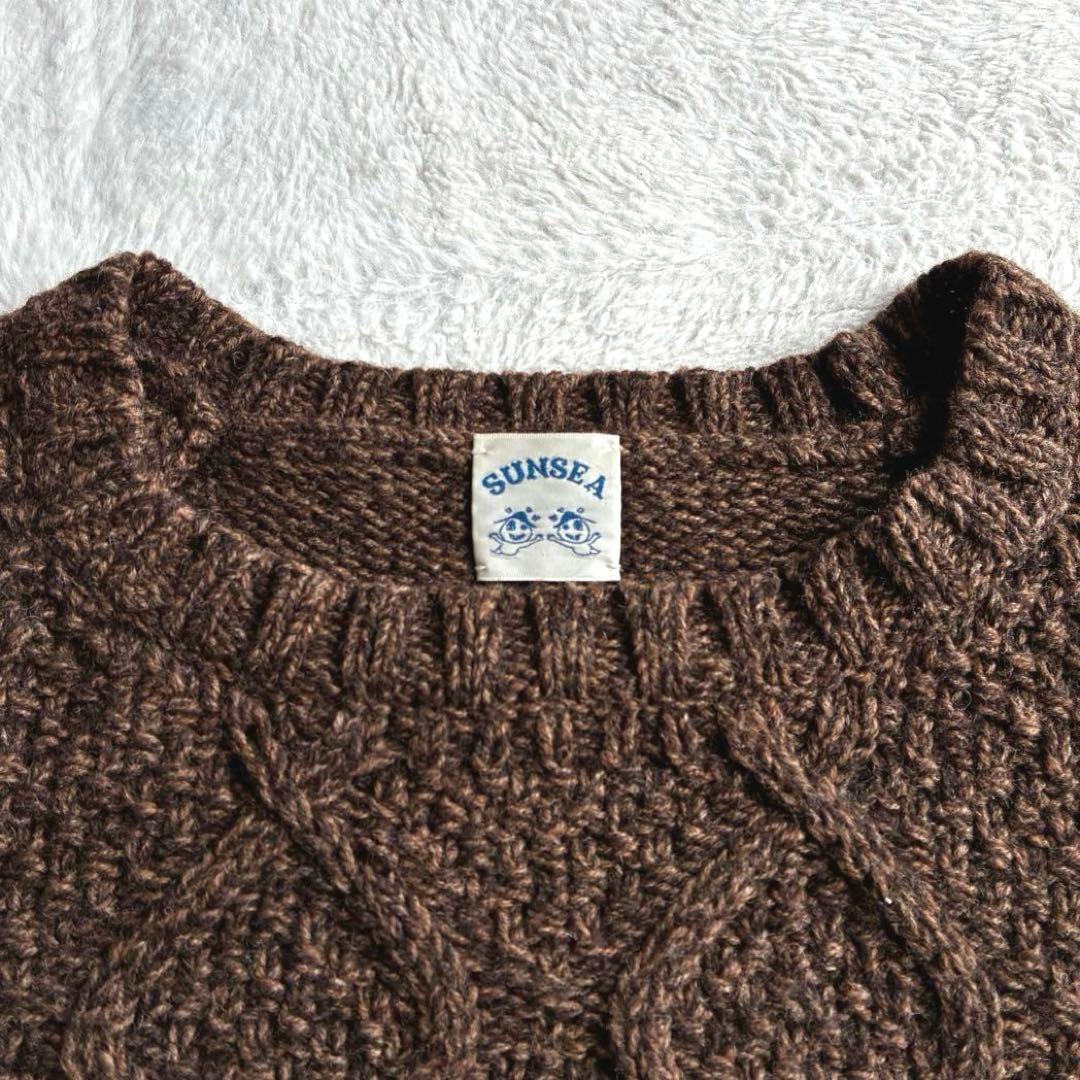 美品 サンシー SUNSEA カシミヤ混 フィッシャーマンニット ケーブル