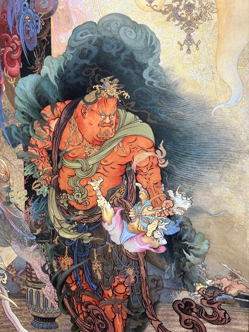 狩野芳崖 「仁王捉鬼図」 掛軸 - メルカリ