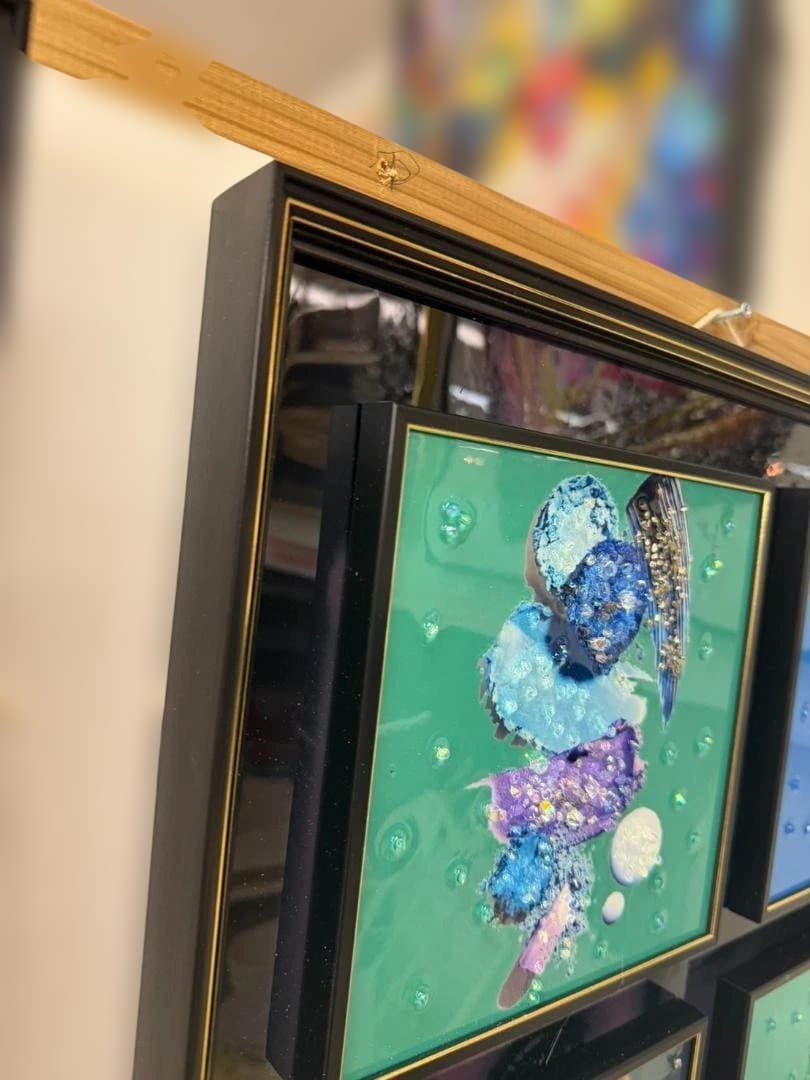 アートパネル 水晶絵 ブルー コスメ グリーン 美容 キラキラ 51 壁掛け