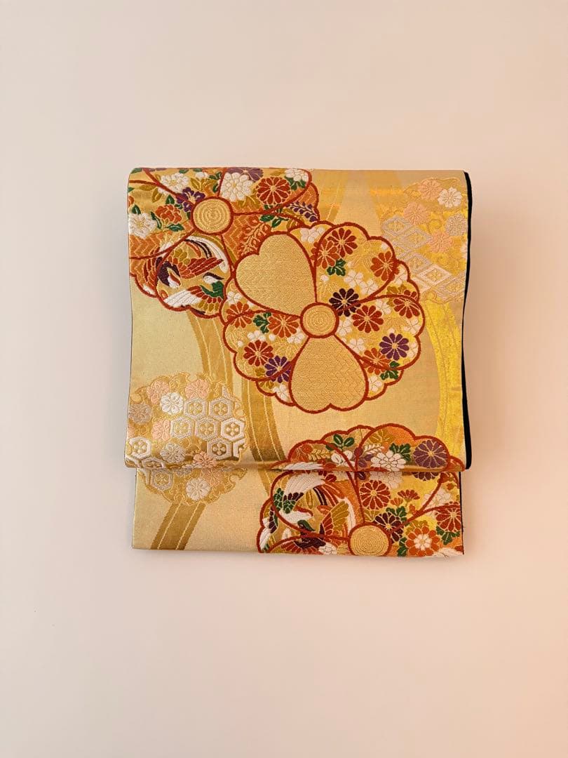 値引最終価格【志都香】正絹 袋帯 唐織 西陣織 振袖 礼装 立涌花文