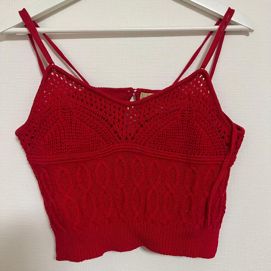 deicy クロシェ編みキャミソール サマーニット 赤 レッド - メルカリ