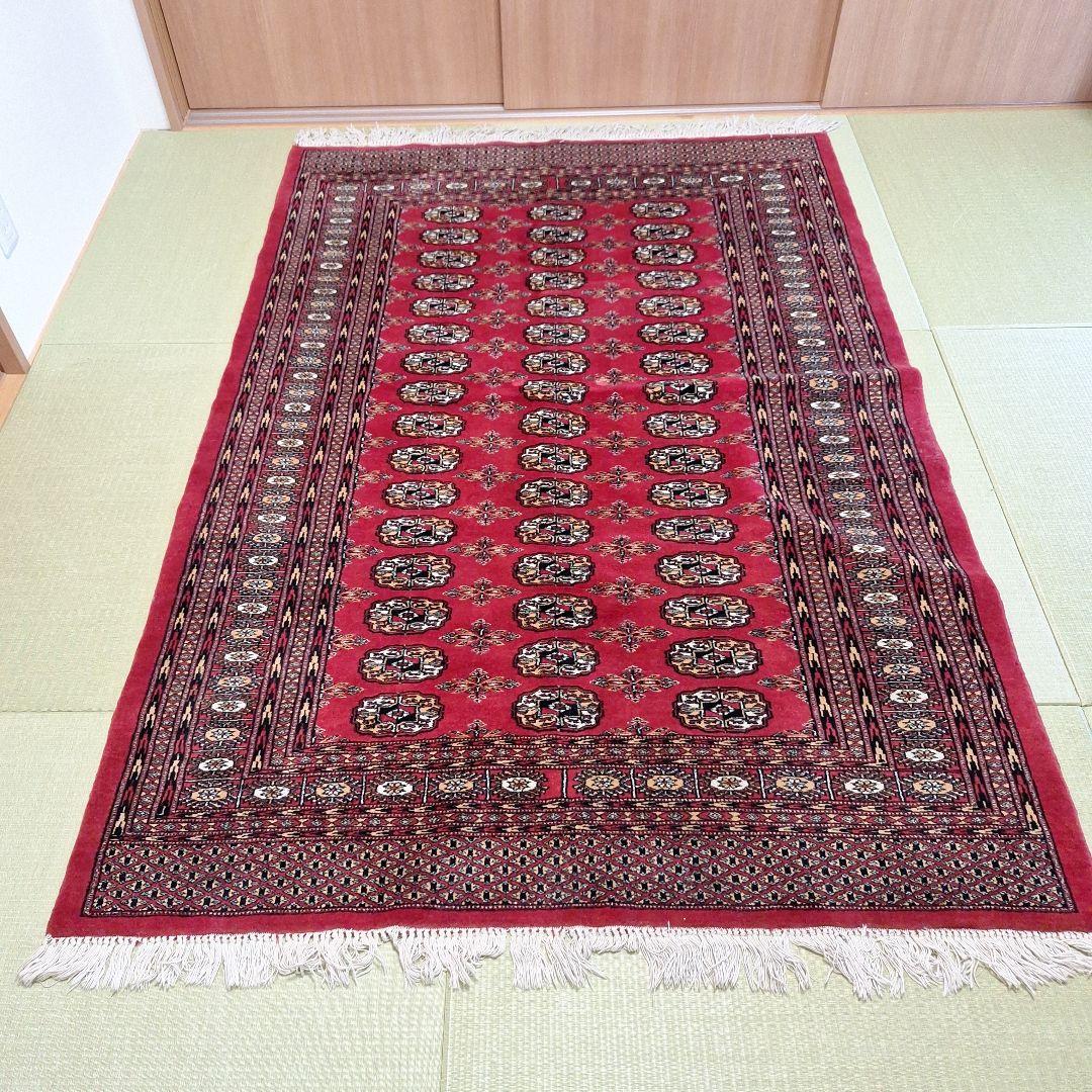 Xmasセール早い者勝ち❗ パキスタン絨毯　約198cm×127cm パキスタン絨毯 大判 約280センチ×188センチ ウール 手織り パキスタン