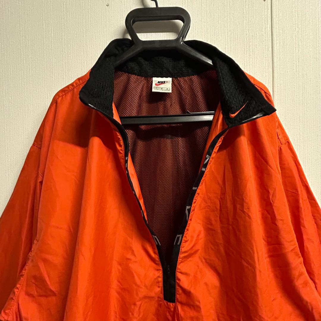 90s NIKE ナイキ 刺繍ロゴハーフジップ ナイロンジャケット シュプ元