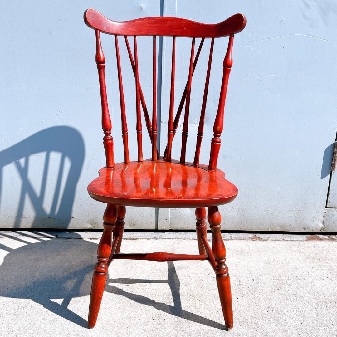 アンティーク① 飛騨産業 ウィンザーチェア ブナ キツツキ 無垢材 赤