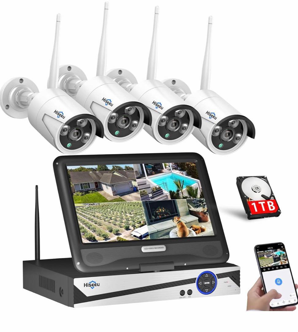 500万画素ワイヤレス防犯カメラセット Hiseeu 10.1インチ 増設可 Amazon.co.jp: 【500万画素・防犯対策助成金あり】ワイヤレス防犯