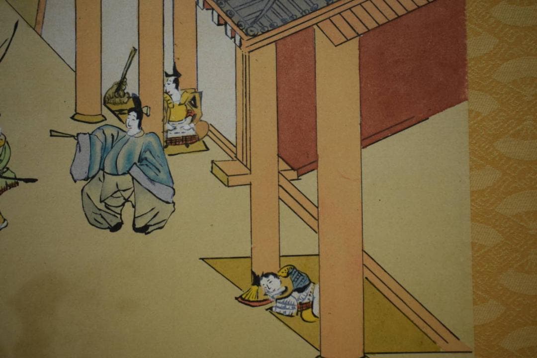 輝一/平治物語図/大和絵/桐共箱付/布袋屋掛軸HJ-453