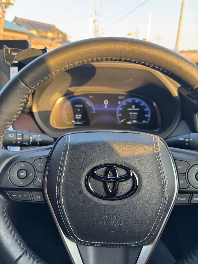 80ハリアー ステアリングエアバッグカバー レザーブラックステッチ