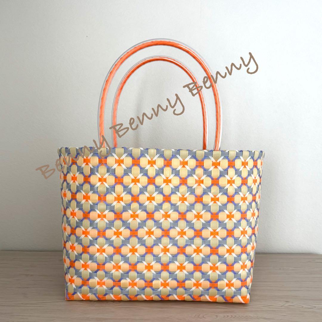 プラカゴ レトロポップ オレンジx紫 2XL浅め マチ17cm PPバンド - メルカリ