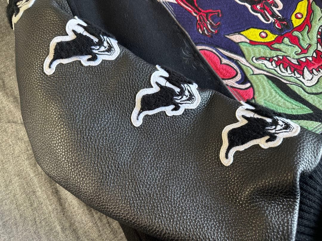 希少】墓場の画廊 デビルマン/スタジアムジャンパー限定版 袖部分革