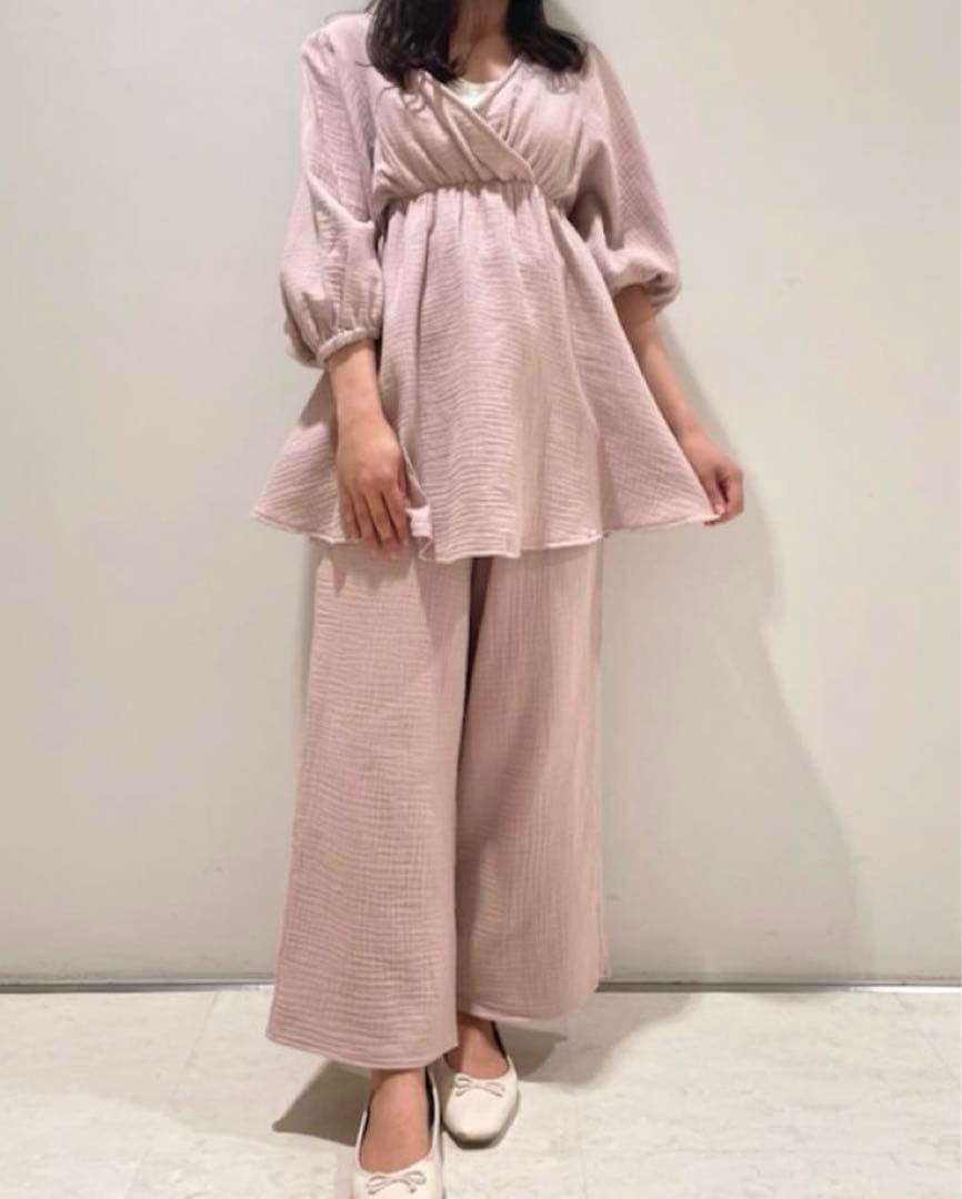 ジェラートピケ マタニティガーゼカシュクールプルオーバー＆ロング