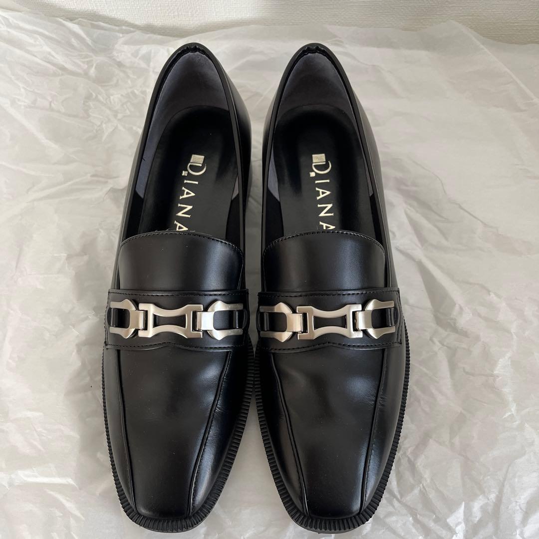 Diana ブラック ローファー メタルチェーン タラントン バイ ダイアナ TALANTON by DIANA チェーンローファー （黒