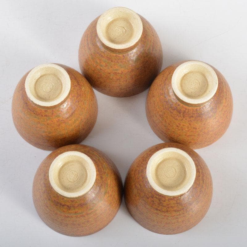 煎茶道具 伊羅保釉 煎茶碗 五客 在銘 共箱 V R4788