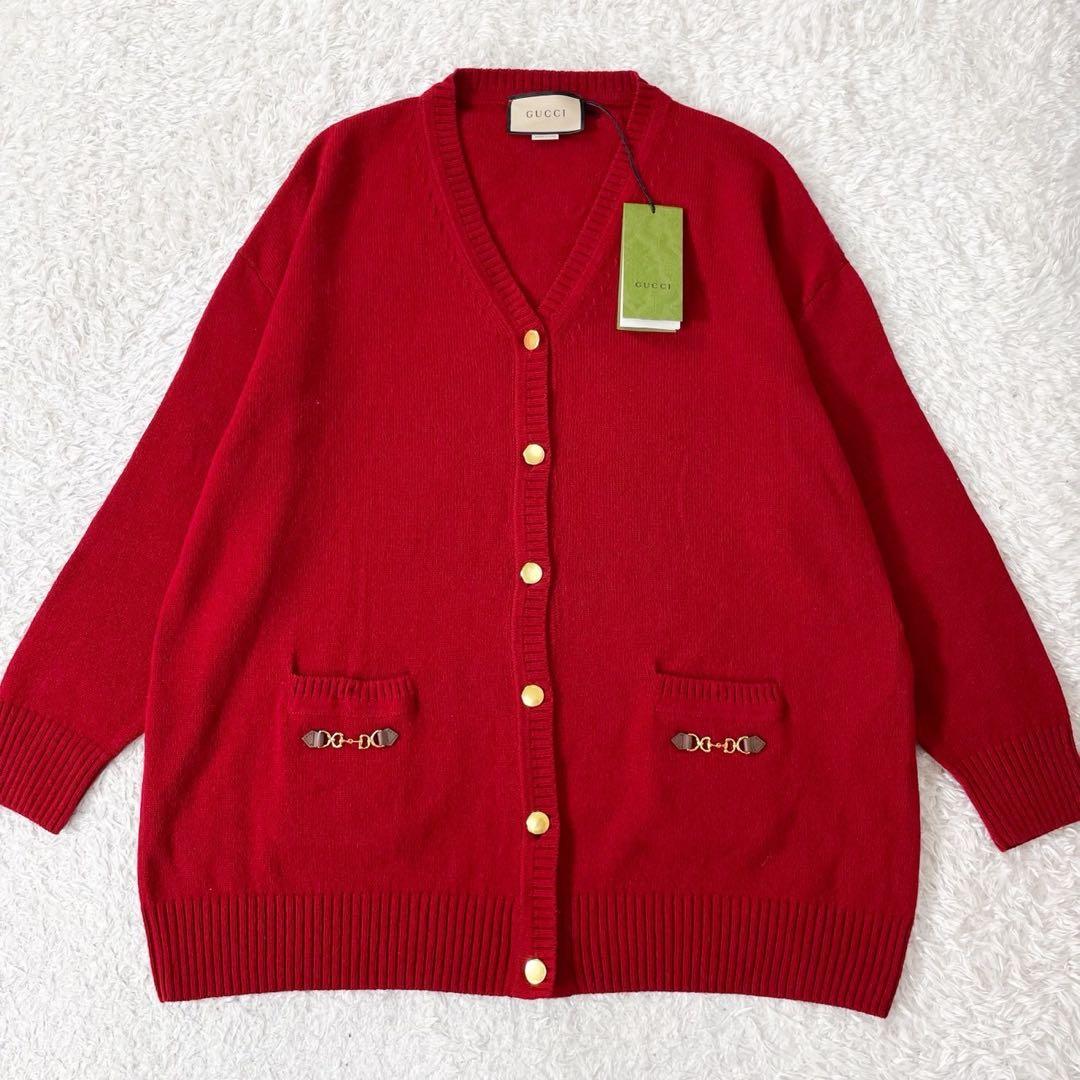 未使用品】グッチ カーディガン カシミヤ100% ホースビット 金ボタン