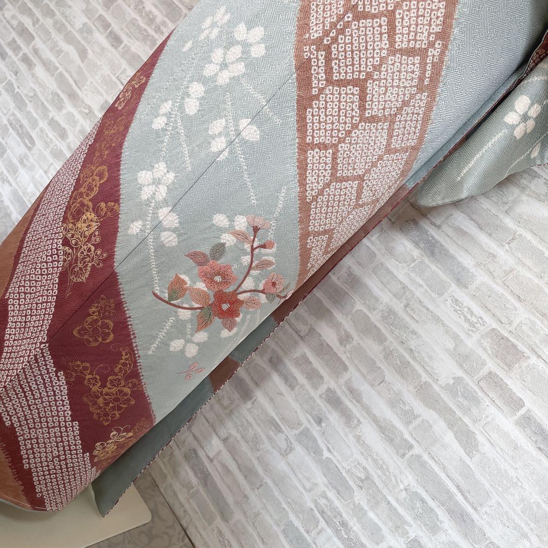 訪問着 フルセット 桜 相良刺繍 絞り 亀甲紋様 入学式 卒業式 着物 Q5