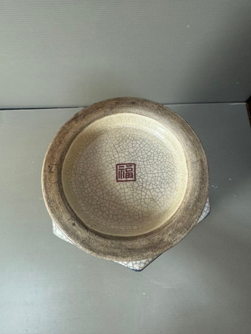 2610 希少 九谷焼 古九谷 ヒビ焼六歌仙人錦工入 六角花瓶 時代物