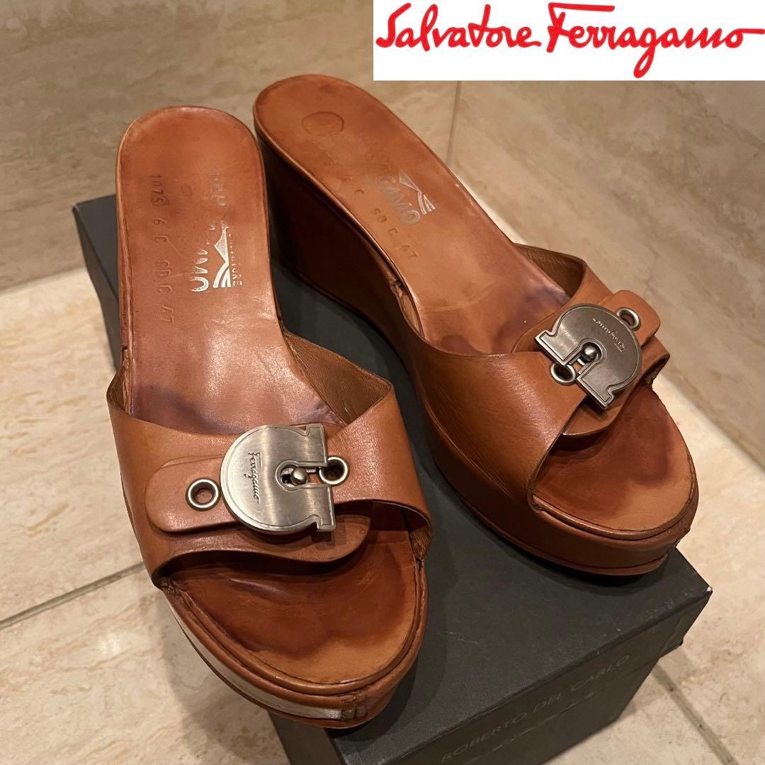 フェラガモ Ferragamoヴィンテージ サンダル ウェッジソール ヒール