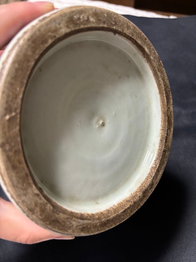 中国古美術 明清の時代 豆青釉 手絵青花花瓶 染付帽