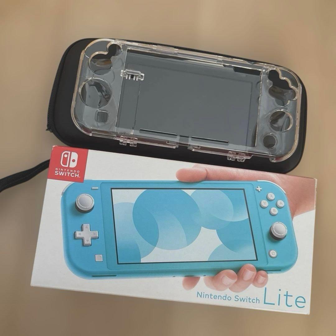 Switchlite ターコイズ　ケースおまけ付き Nintendo Switch Lite キャリーケース ガラスフィルム付き 保護ケース