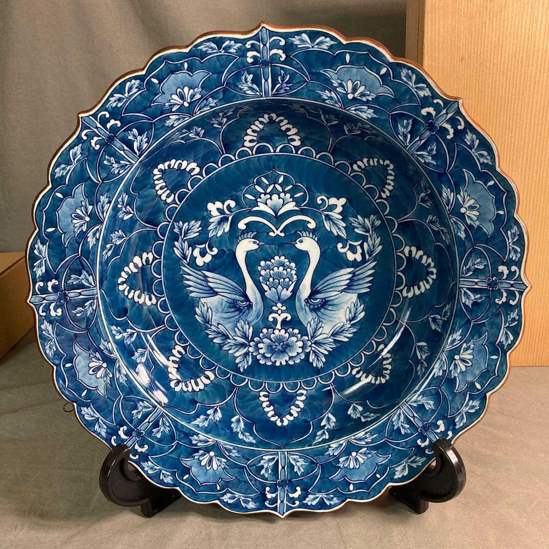 源右衛門】古伊万里の伝統 日本の名窯 舘林源右衛門作 染濃双鳥