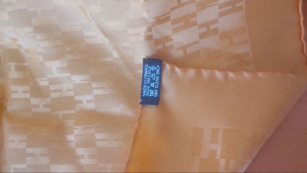 極美品】エルメス グランH スカーフ ハンカチーフ オレンジ シルク100％