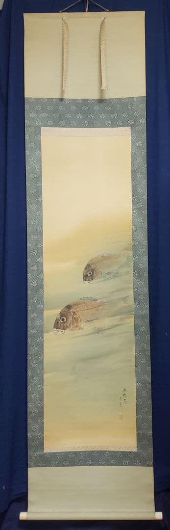 鯛図【洋中赤鬃魚】今井景樹 2600 海中の鯛 共箱 掛け軸 肉筆 - メルカリ
