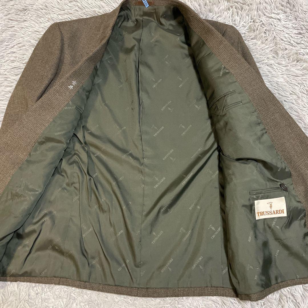 高級 トラサルディ ダブル セットアップ スーツ ウール100% ブラウン