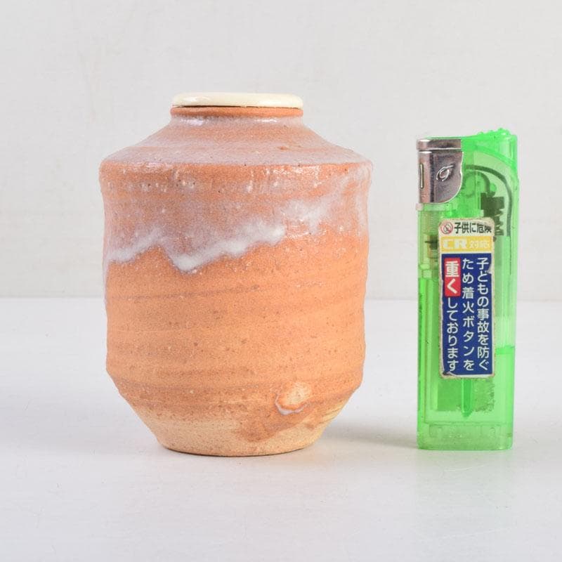 茶道具 萩焼 金子信彦作 茶入 仕覆付 共箱 V 8861