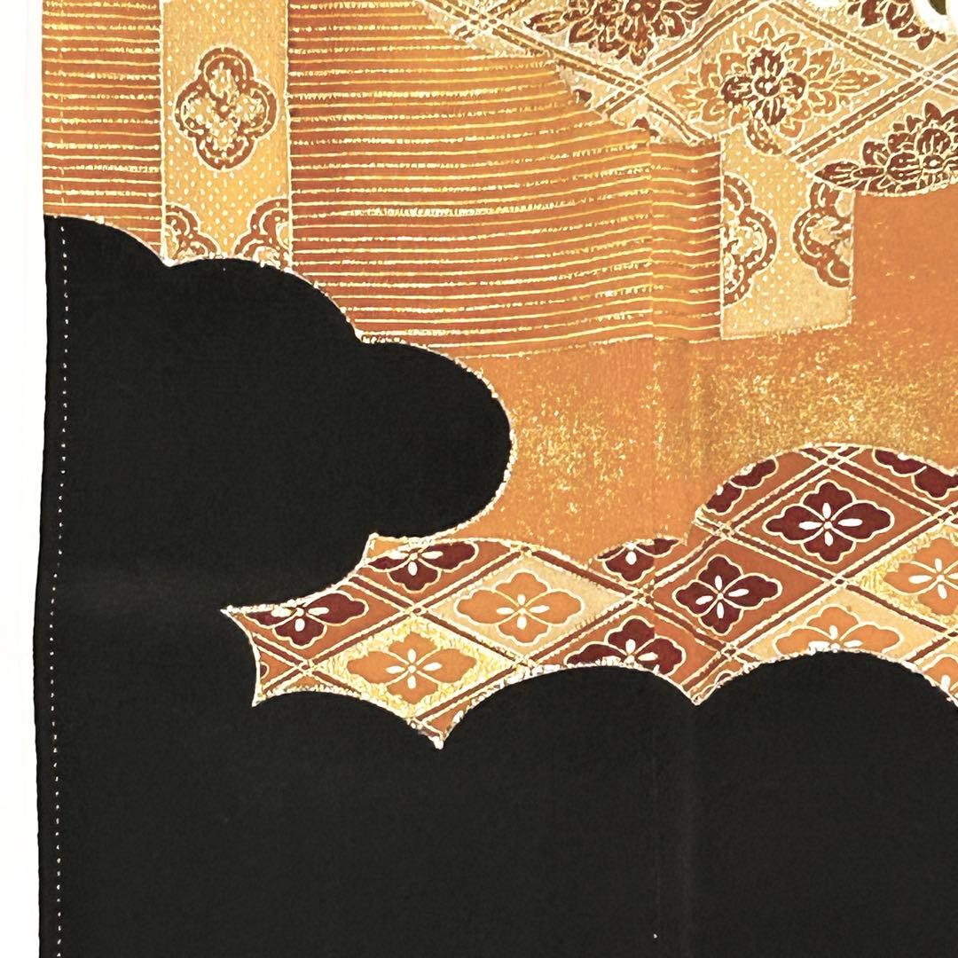 644】友禅•金箔•金駒刺繍 黒留袖 - メルカリ