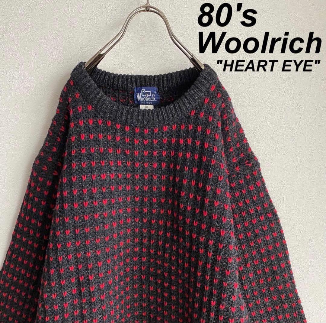 英国製 古着 80's ウールリッチ ハートアイ ニット セーター