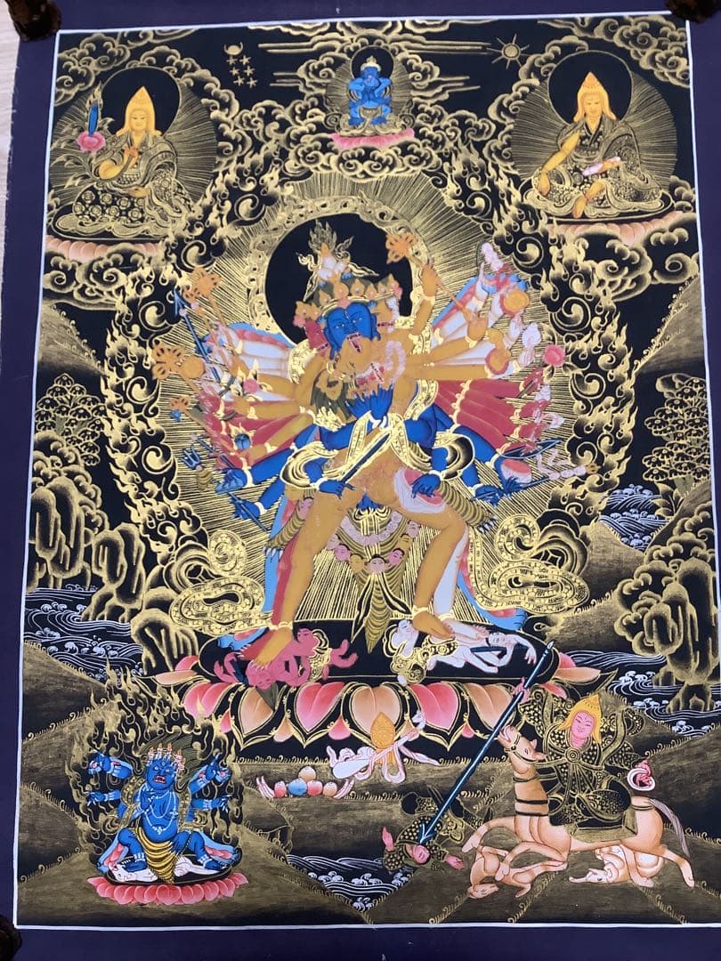 チベット密教 新品 》 カーラチャクラ 時輪金剛 タンカ 曼荼羅 手描き
