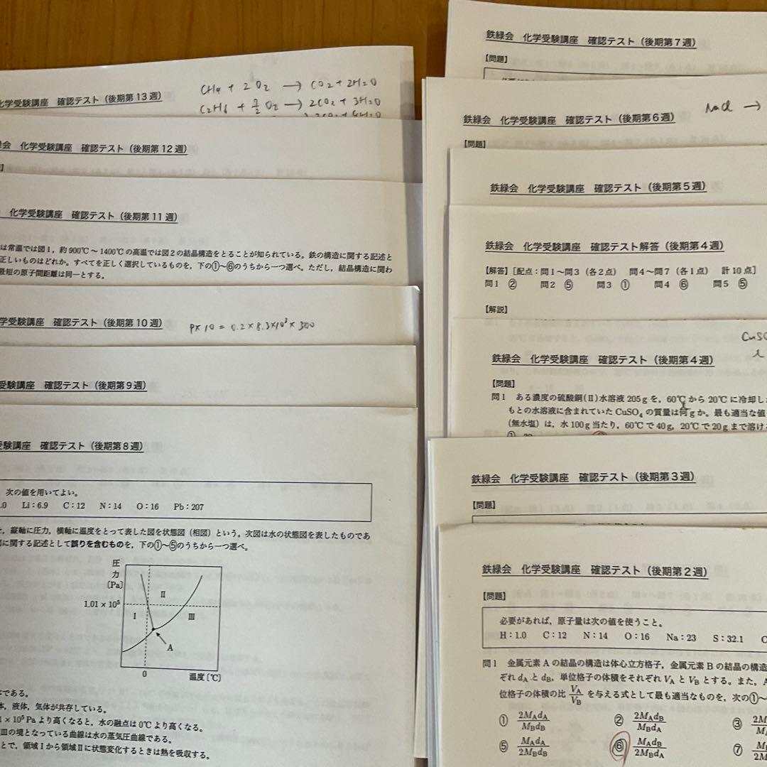 鉄緑会 化学 高2〜高3セット（化学・生物、おまとめ値引き）年始特価