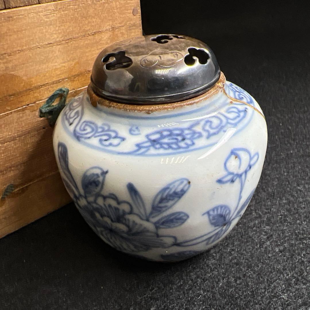 中国清時代 銀火屋（8g） 新渡香炉 木箱付 高さ約7㎝ 東Y8-0225☆2F