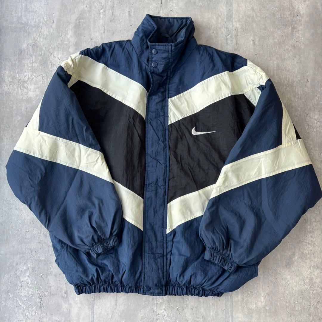 90's NIKE ナイキ　ナイロンジャケット　Lサイズ 90s NIKE Logo Nylon Jacket 黒緑紫 L ナイキ ナイロンジャケット