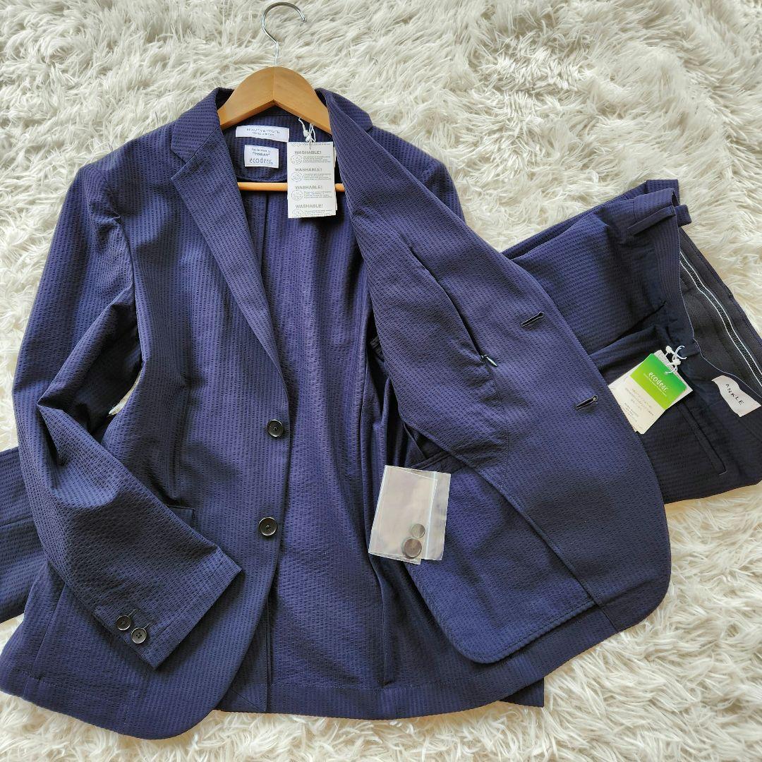 新品　ユナイテッドアローズ　アンクル　シアサッカー　セットアップ　洗える　伸縮性 新品 ユナイテッドアローズ アンクル シアサッカー セットアップ