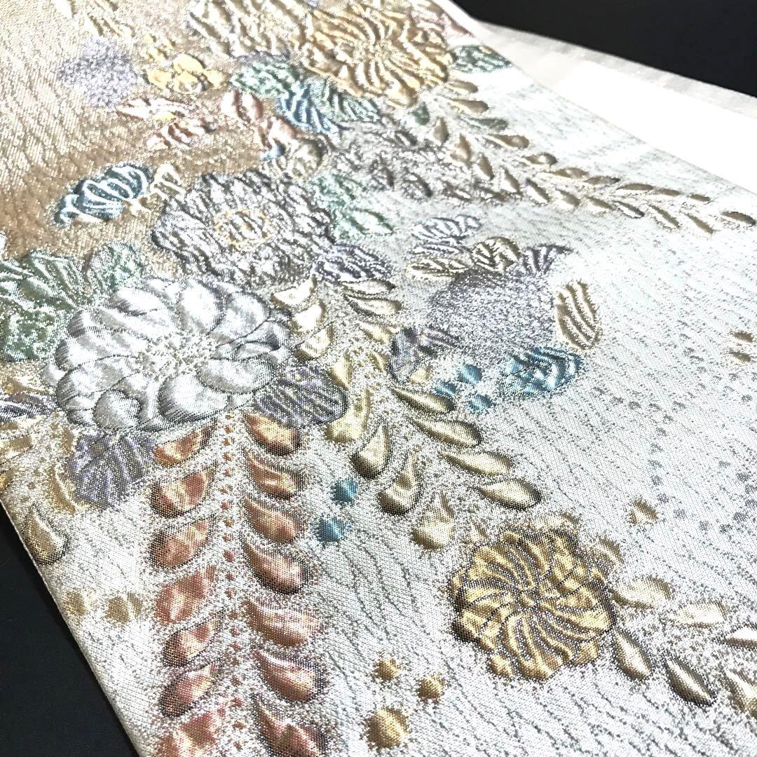 6801］袋帯 美品 辻ヶ花 ふくれ織 金銀糸 六通 正絹 着物 フォーマル