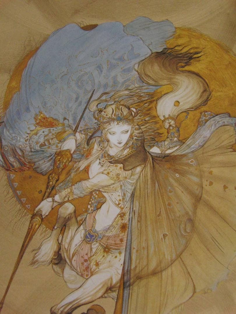 天野喜孝、【スペシャルメタル 騎神来たりぬ】、希少な額装用画集より