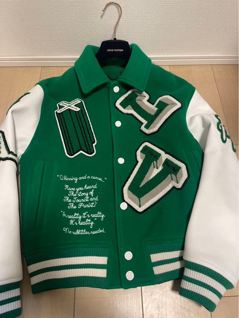 ルイヴィトンレザーエンブロイダリー バーシティジャケット スタジャン