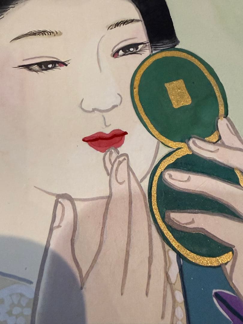 真作】宮下柚葵「岩彩」日本画 約8号 額裏共シール 美人画重鎮 - メルカリ