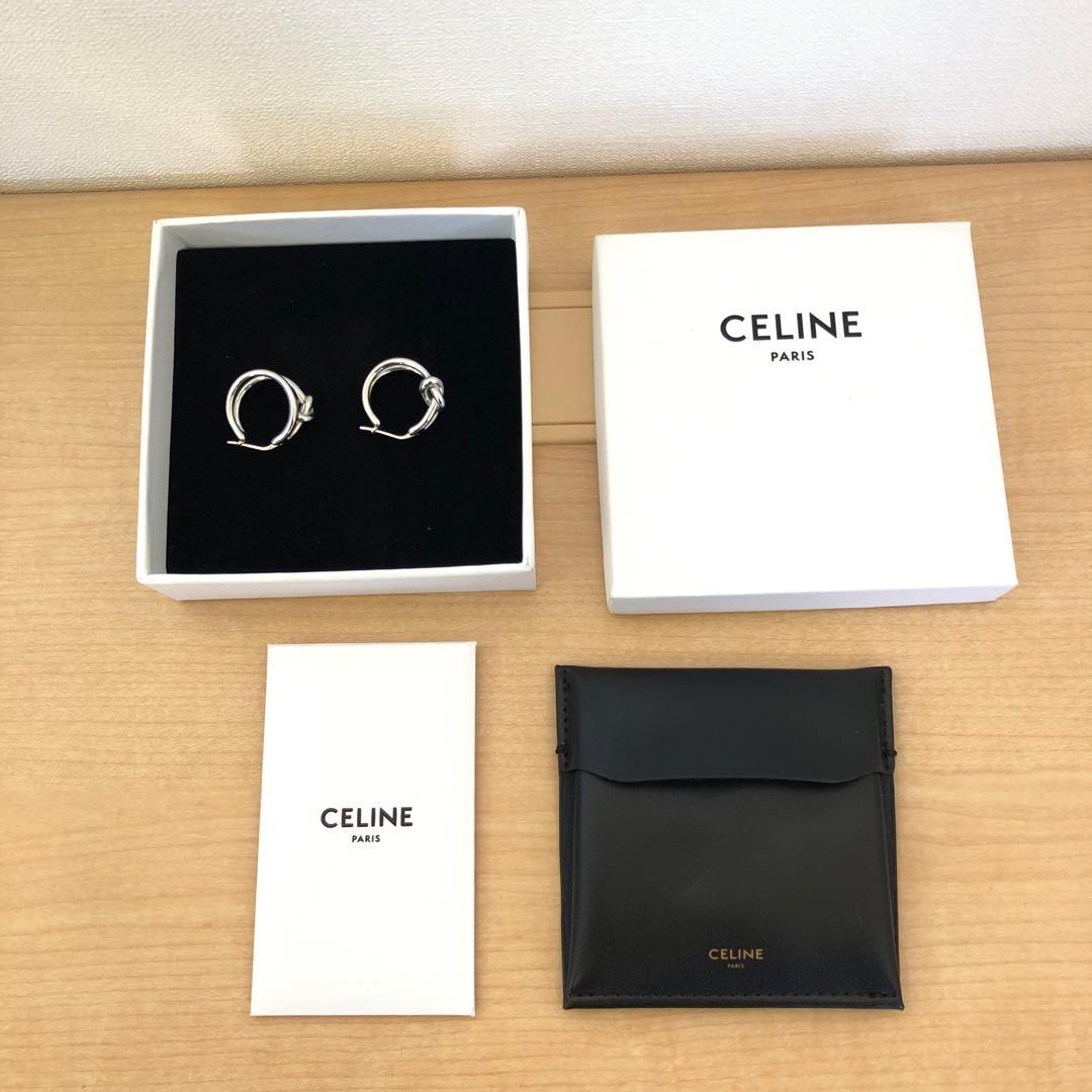 保証品【両耳セット】CELINE セリーヌ ノットスモールフープピアス
